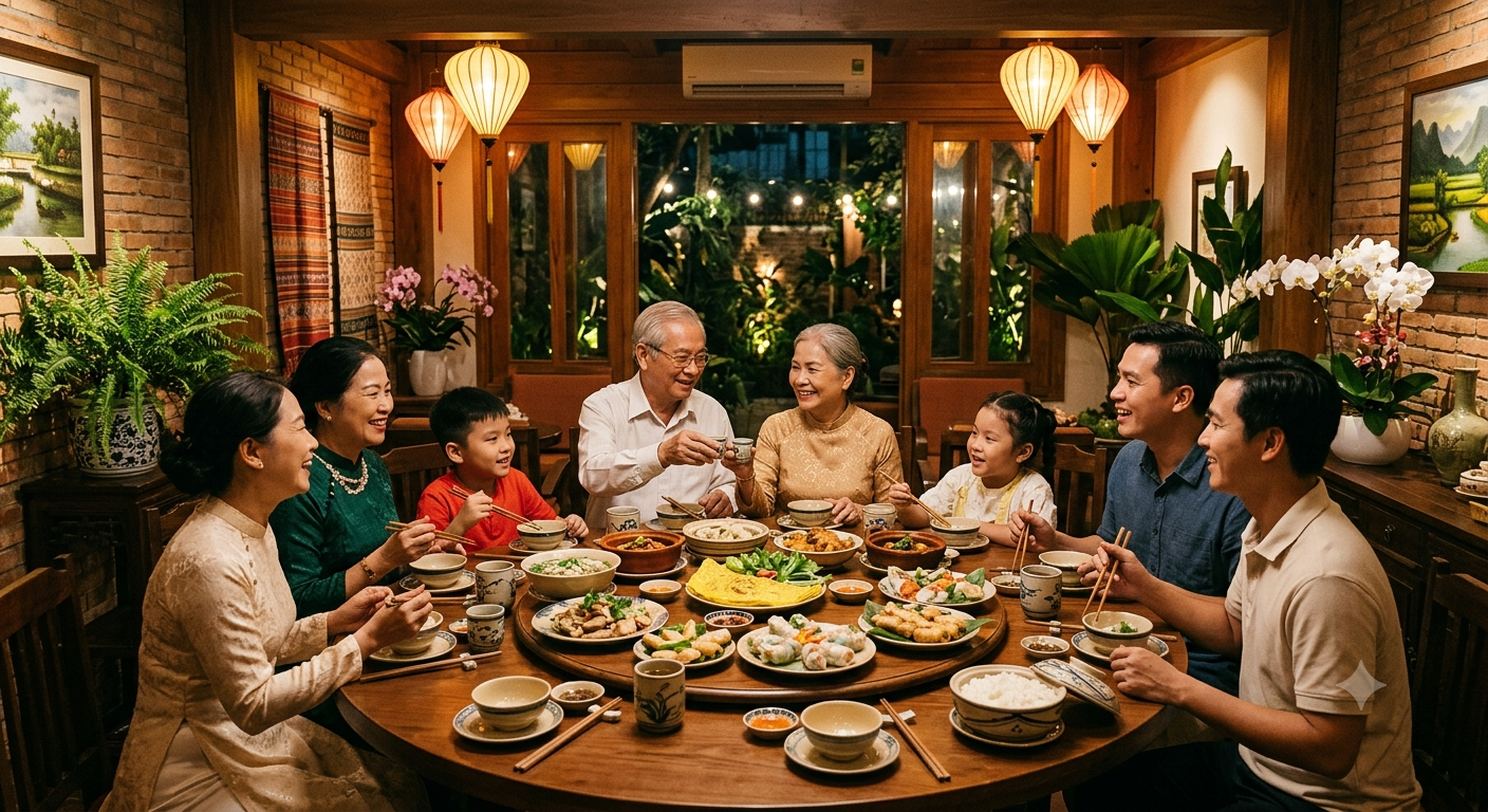 Không gian ấm cúng, riêng tư – Nền tảng cho tiệc gia đình hoàn hảo