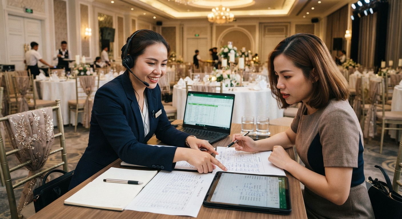 Các bước triển khai quy trình chốt số lượng khách tham dự tiệc